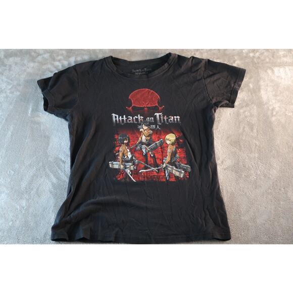 Attack on Titan Shirt Womens Small Black Ripple Junction Anime Manga Graphic Tee - Picture 1 of 7
